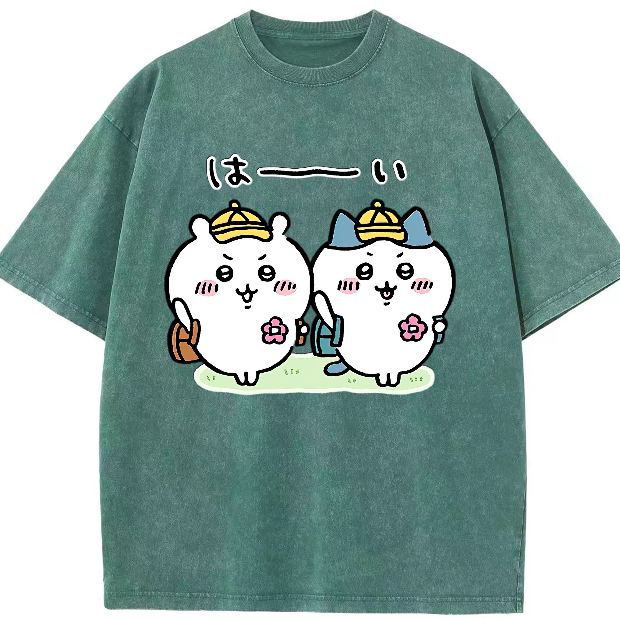 （画像用） ちいかわ ハチワレ Chii-kawa hachiware 綿100% ヴィンテージ風 半袖Tシャツ（フロントプリント）